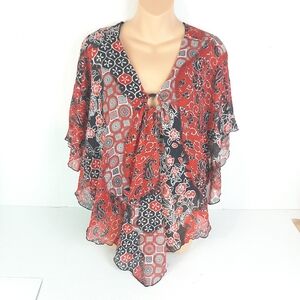 🔥Gloria Lance Womens 1X Bohemian Style Blouse Top C4